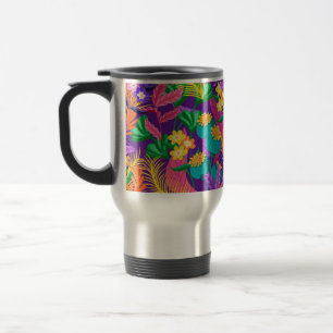 Colourful Exotic Floral Pattern Design Travel Mug