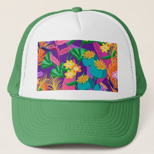 Colourful Exotic Floral Pattern Design Trucker Hat