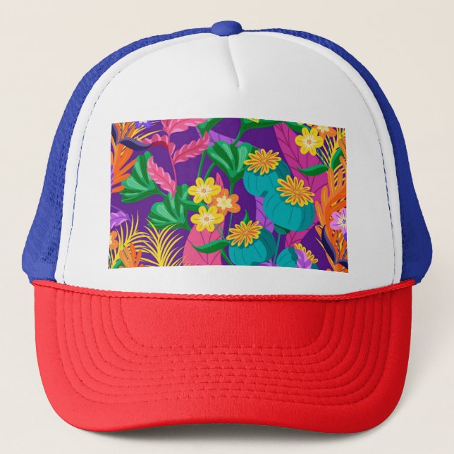 Colourful Exotic Floral Pattern Design  Trucker Hat (Front)