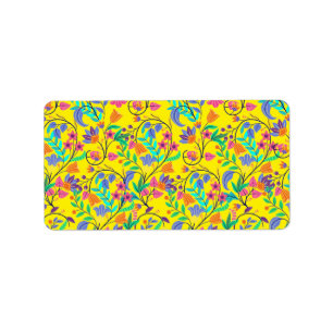 Colourful Exotic Floral Pattern Label