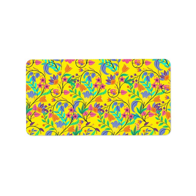 Colourful Exotic Floral Pattern Label (Front)