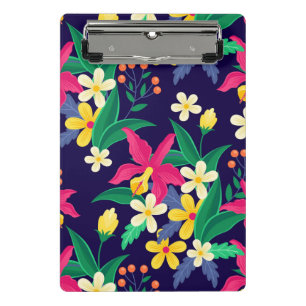 Colourful Exotic Flowers And Leaves Pattern-55667 Mini Clipboard