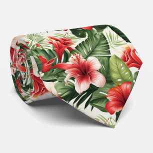 Colourful Exotic Flowers Design Neck Tie