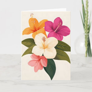 Colourful Exotic Flowers Holiday Card