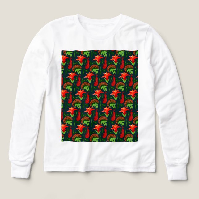 Colourful Exotic Flowers Leaves Pattern (Design Front)