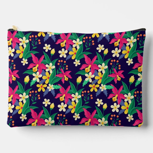 Colourful Exotic Flowers Leaves Pattern-23021 Accessory Pouch (Front)