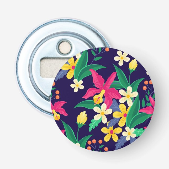 Colourful Exotic Flowers Leaves Pattern-23021 Bottle Opener (Front)