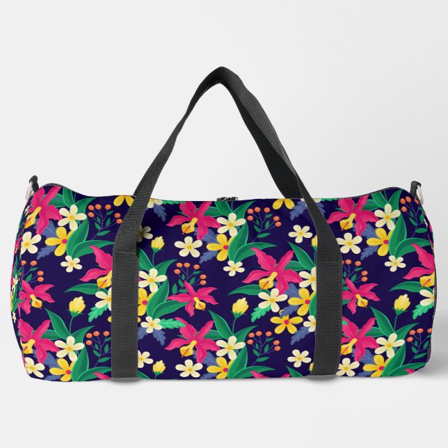 Colourful Exotic Flowers Leaves Pattern-23021 Duffle Bag (Front)