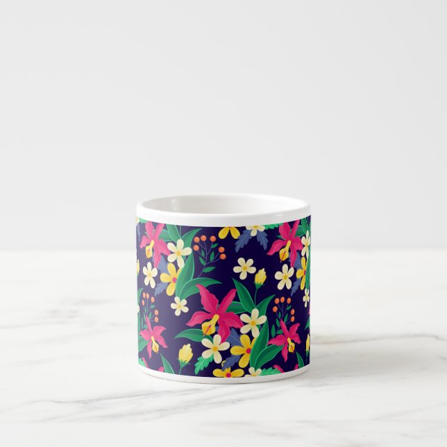 Colourful Exotic Flowers Leaves Pattern-23021 Espresso Cup (Front)