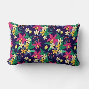 Colourful Exotic Flowers Leaves Pattern-23021 Lumbar Cushion