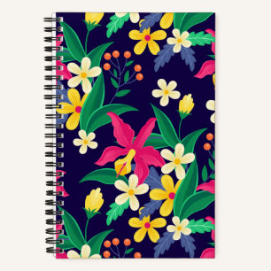 Colourful Exotic Flowers Leaves Pattern-23021 Notebook