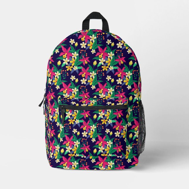 Colourful Exotic Flowers Leaves Pattern-23021 Printed Backpack (Front)