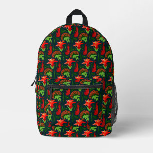 Colourful Exotic Flowers Leaves Pattern Printed Backpack
