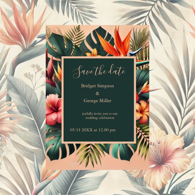 Colourful Exotic Hawaiian Tropical Save the Date Invitation (Creator Uploaded)