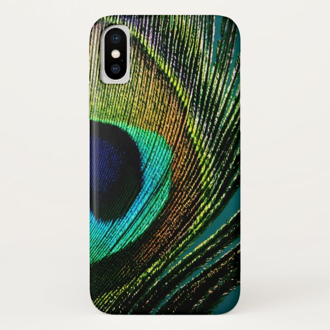 Colourful Exotic Peacock Feather Modern Case-Mate iPhone Case (Back)