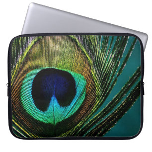 Colourful Exotic Peacock Feather Photography Laptop Sleeve