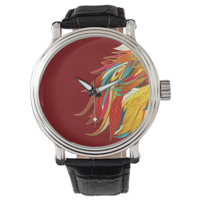 Colourful Exotic Tribal Feathers Red Watch (Front)