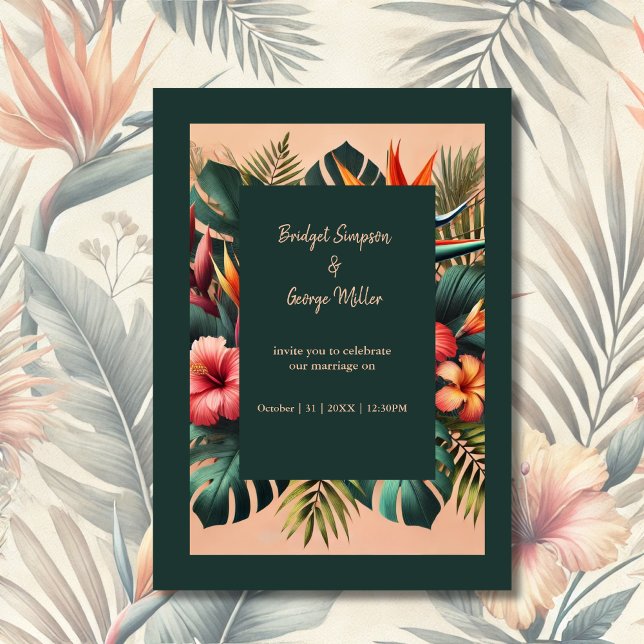 colourful Exotic Tropical Hawaiian Floral Wedding  Invitation (Creator Uploaded)