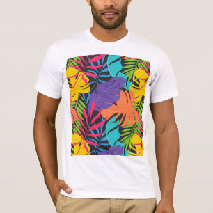 Colourful Exotic Tropical Leaves Pattern T-Shirt