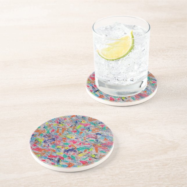 Colourful Expression in Acrylic Paint Coaster (Side)
