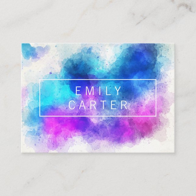 Colourful Expressive Watercolor Business Card (Front)