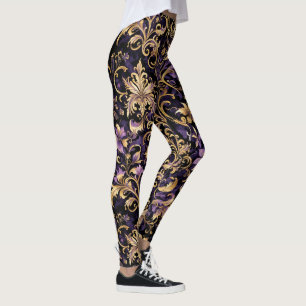 Colourful,Extravagant,Purple and Gold Leggings