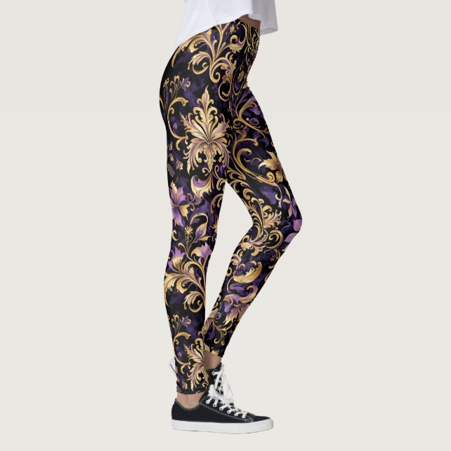 Colourful,Extravagant,Purple and Gold  Leggings (Right)