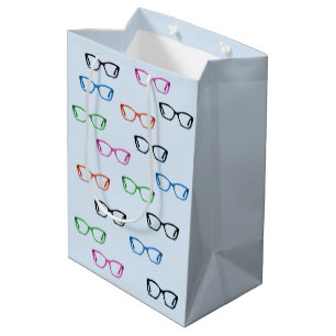 Colourful Eyeglass Spectacles Art Pattern Soft Blu Medium Gift Bag