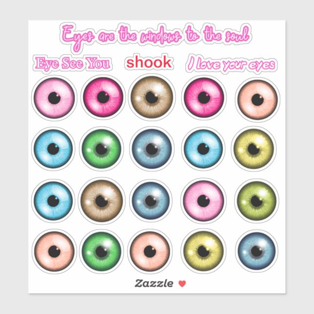 Colourful Eyes Cute Stickers (Sheet)