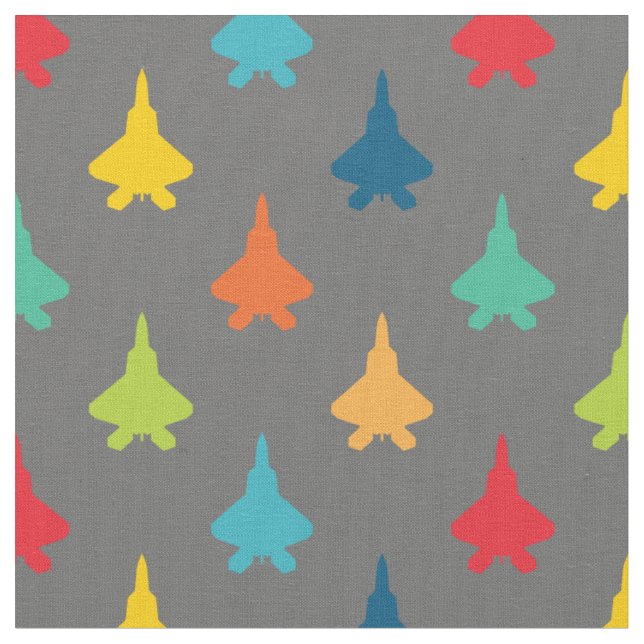 Colourful F-22 Raptor Fighter Jet Pattern Primarie Fabric (Close Up)