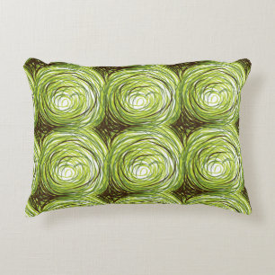 Colourful fabric design featuring green floral mot decorative cushion