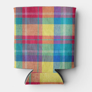 Colourful fabric plaid, cloth texture. can cooler