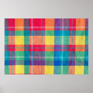 colourful fabric plaid texture. Cloth background Poster