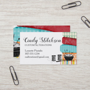 Colourful fabrics sewing quilting business card