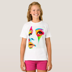 Colourful face Girls' Hanes TAGLESS® T-Shirt,Whit T-Shirt