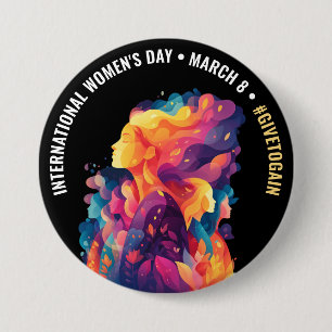 Colourful Faces Abstract Women's Day   IWD 7.5 Cm Round Badge