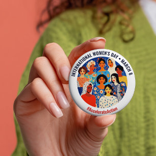 Colourful Faces   International Women's Day   IWD 7.5 Cm Round Badge