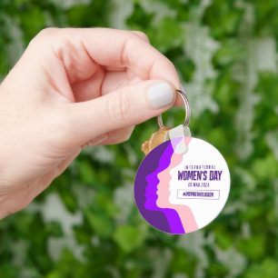 Colourful Faces International Women's Day March 8 Key Ring