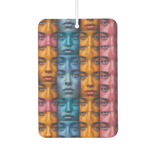 Colourful Faces Pattern Car Air Freshener (Front)