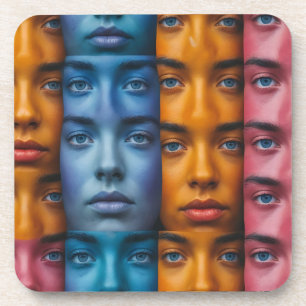 Colourful Faces Pattern Coaster