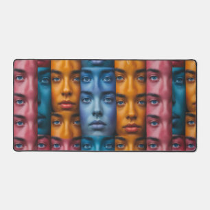 Colourful Faces Pattern Desk Mat