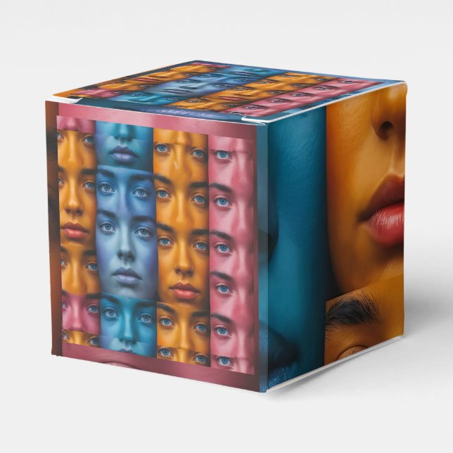 Colourful Faces Pattern Favour Box (Front Side)