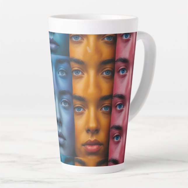 Colourful Faces Pattern Latte Mug (Right Angle)