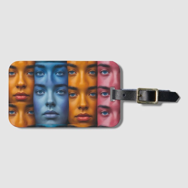 Colourful Faces Pattern Luggage Tag (Front Horizontal)