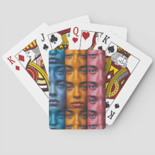 Colourful Faces Pattern Playing Cards
