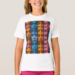 Colourful Faces Pattern T-Shirt