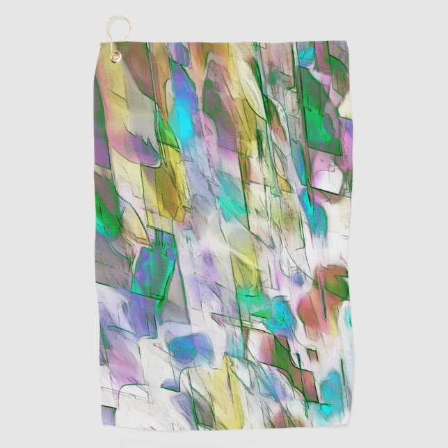 Colourful faded, opaque versus satiny fight golf towel (Front)