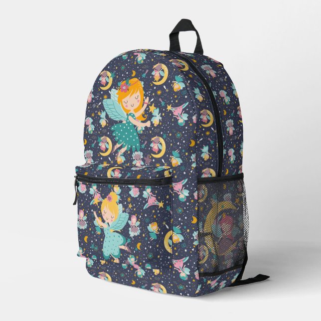 Colourful Fairies, unicorn seamless pattern Printed Backpack (Back Corner Right)