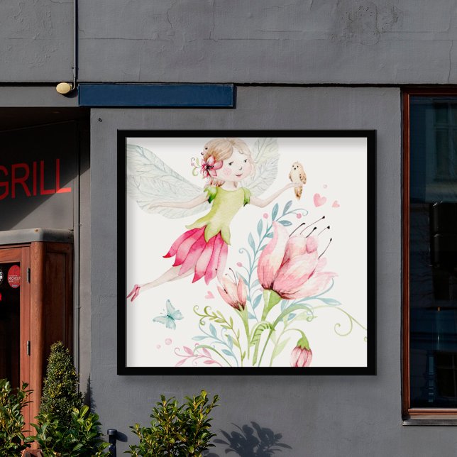 Colourful fairy and flowers illustration poster (Creator Uploaded)