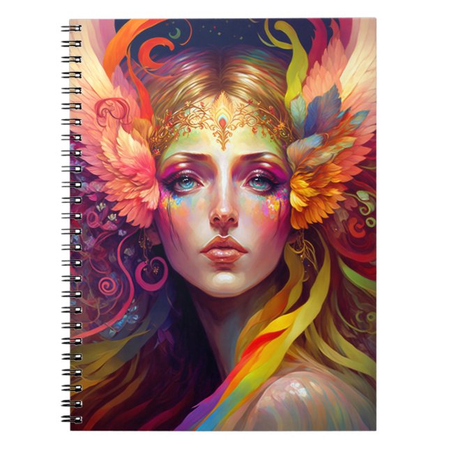 Colourful Fairy Angel Wings Fantasy Art Notebook (Front)